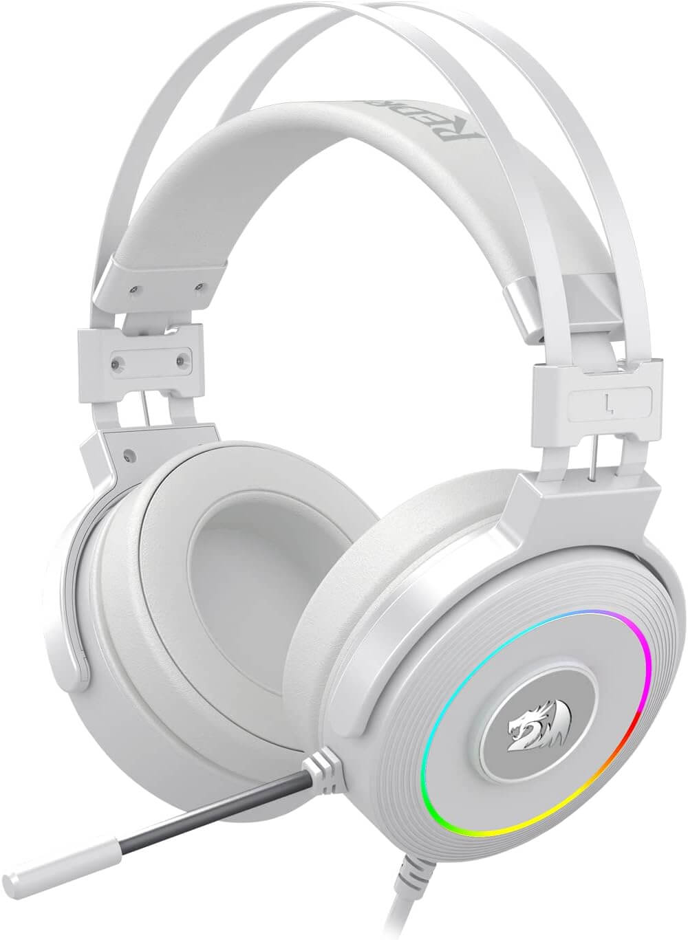 Redragon H320W Lamia 2 Lunar White Gaming Headset with 7.1 Surround Sound, Volume Control, Noise Cancelling, RGB Light, Stand, Over Ear Wired Headphone, with Mic for PC, PS4 Redragon H320W Lamia 2 Lunar White Gaming Headset with 7.1 Surround Sound, Volume Control, Noise Cancelling, RGB Light, Stand, Over Ear Wired Headphone, with Mic for PC, PS4